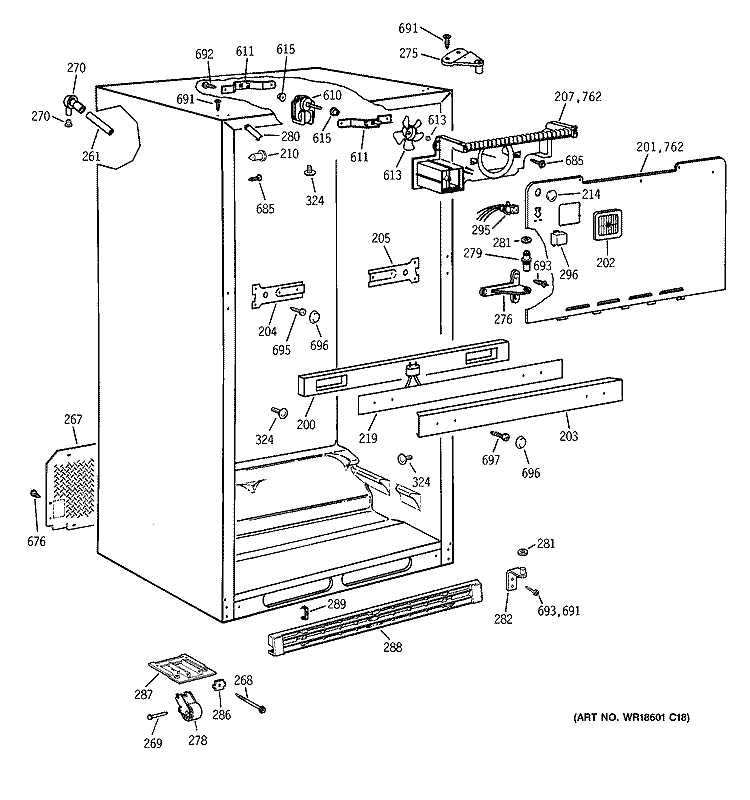 CABINET Diagram and Parts List for CTX18BABRRWW  Hotpoint Refrigerator