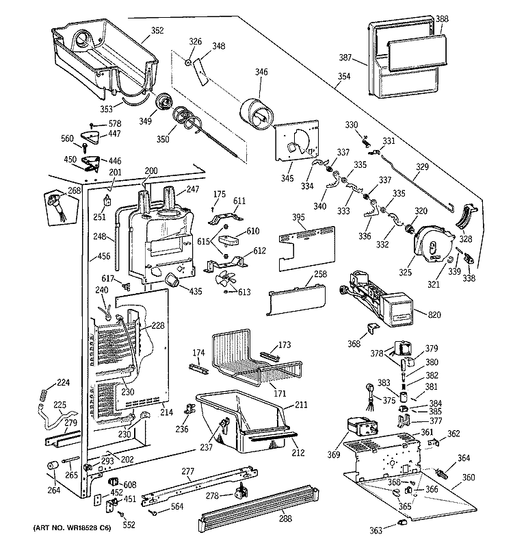 FREEZER SECTION Diagram and Parts List for CSX25MRCBWW  Hotpoint Refrigerator