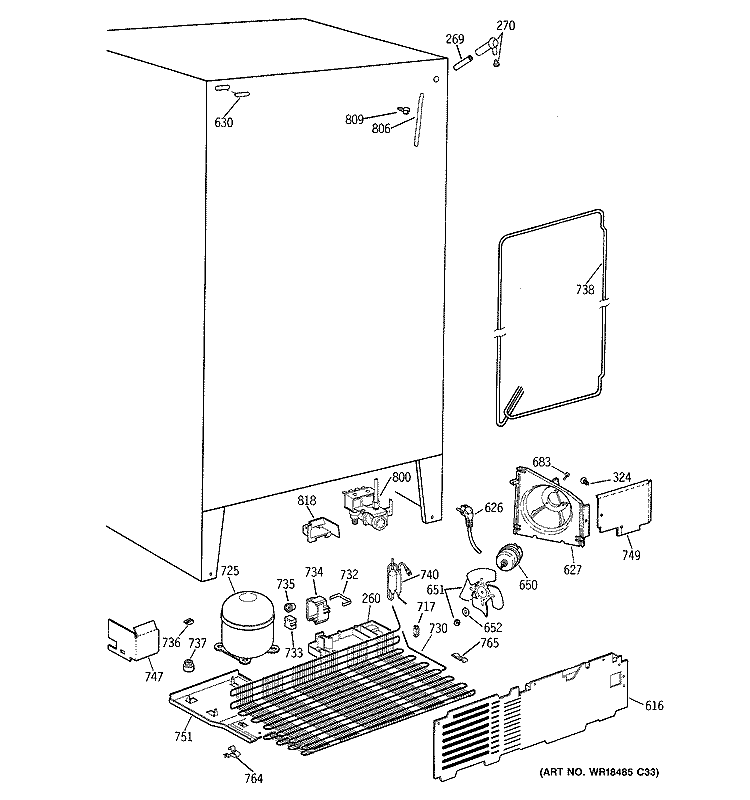 UNIT PARTS Diagram and Parts List for CSX25MRCBWW  Hotpoint Refrigerator