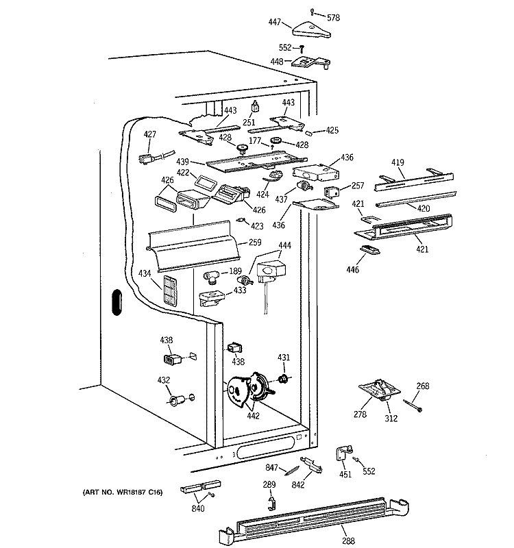 FRESH FOOD SECTION Diagram and Parts List for TPS24PIBBBS  General Electric Refrigerator