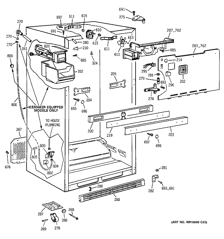 CABINET Diagram and Parts List for TBX21IABRRAA  General Electric Refrigerator