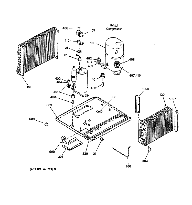 REFRIGERANT ASSEMBLY Diagram and Parts List for AVE15DAW1  General Electric Air Conditioner