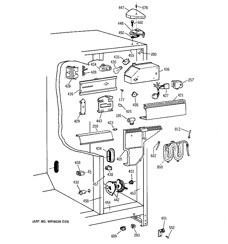 FRESH FOOD SECTION Diagram and Parts List for TFX27PRBBBB  General Electric Refrigerator
