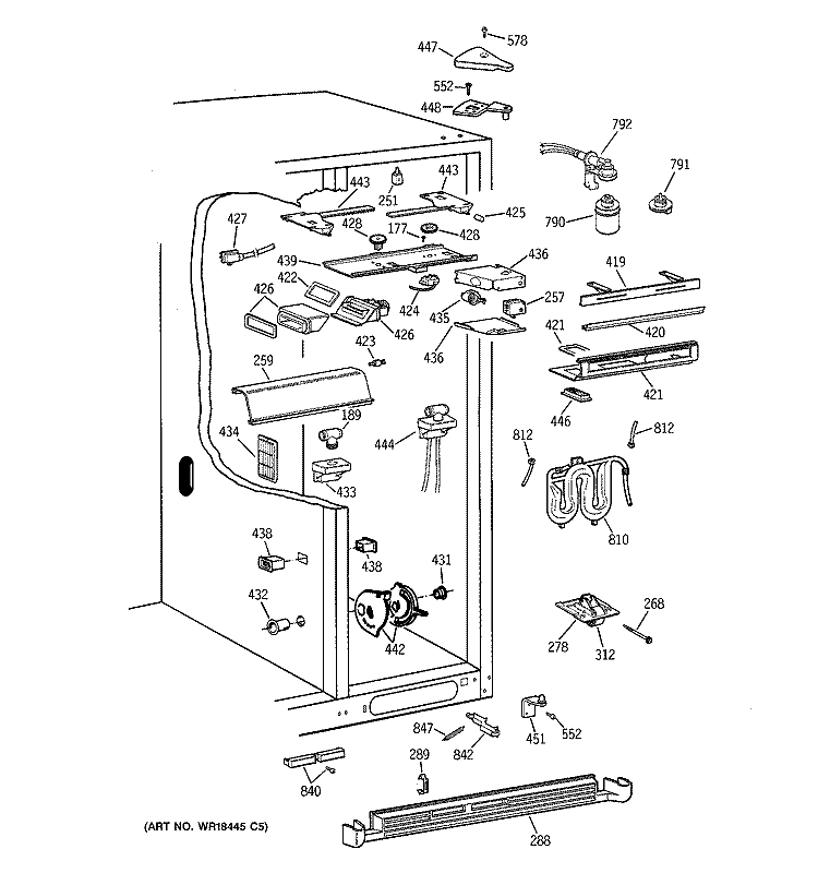 FRESH FOOD SECTION Diagram and Parts List for TFX28PBBBBB  General Electric Refrigerator