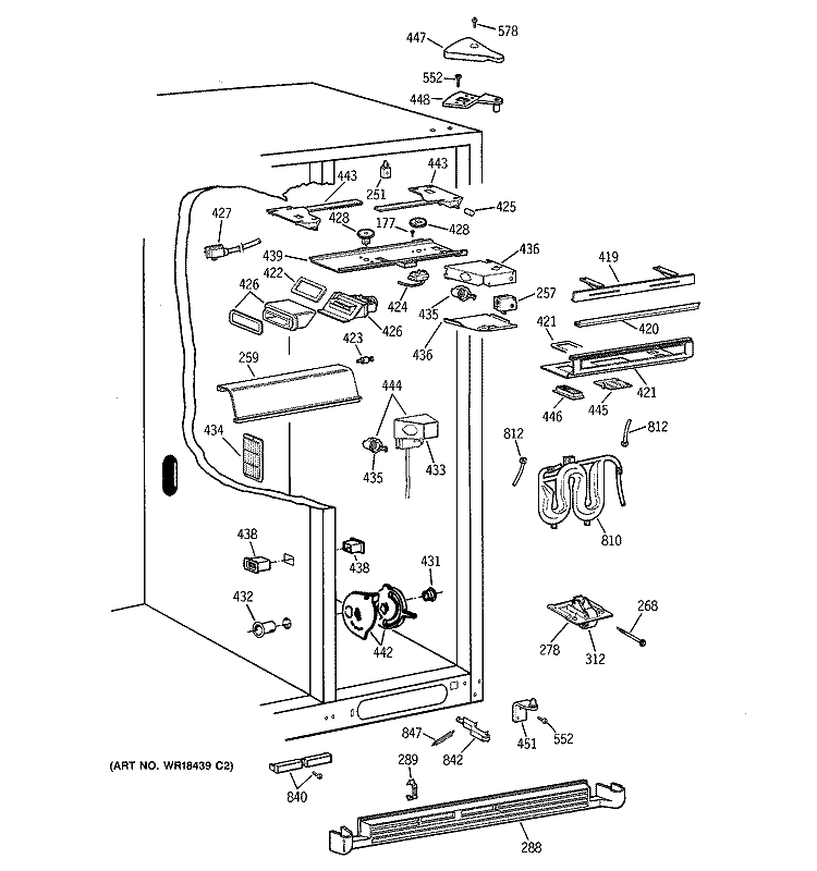 FRESH FOOD SECTION Diagram and Parts List for TFK30PFBCWW  General Electric Refrigerator