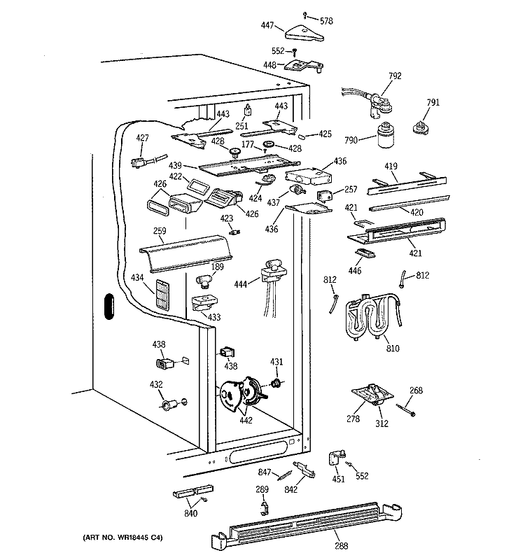 FRESH FOOD SECTION Diagram and Parts List for TFX30PPBBWW  General Electric Refrigerator