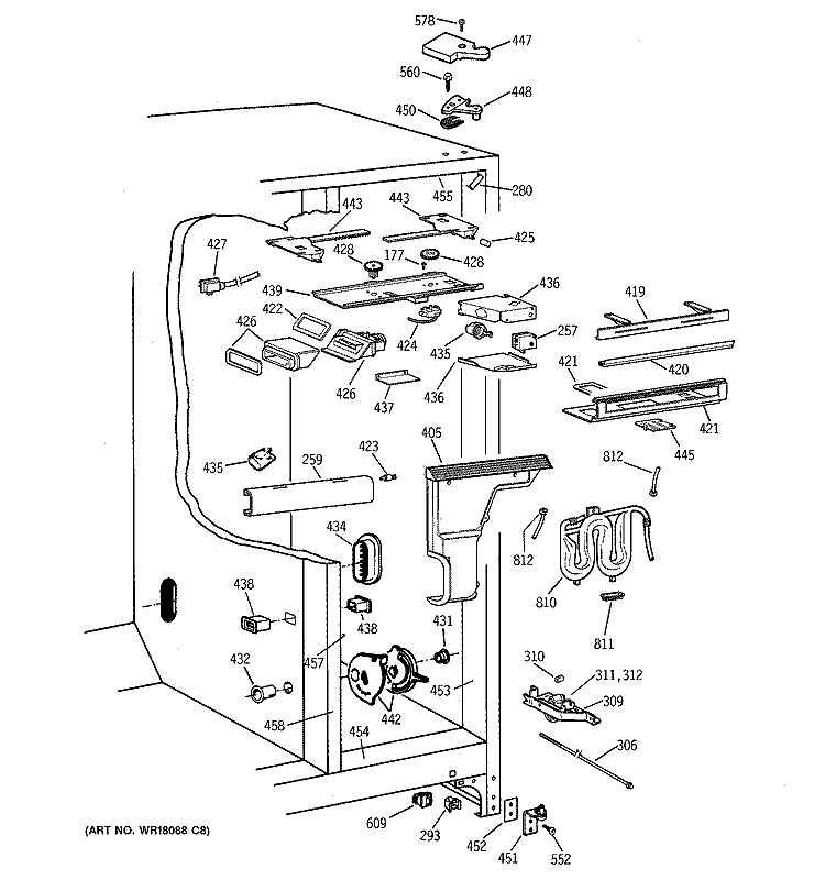FRESH FOOD SECTION Diagram and Parts List for TPG21JRCCBB  General Electric Refrigerator