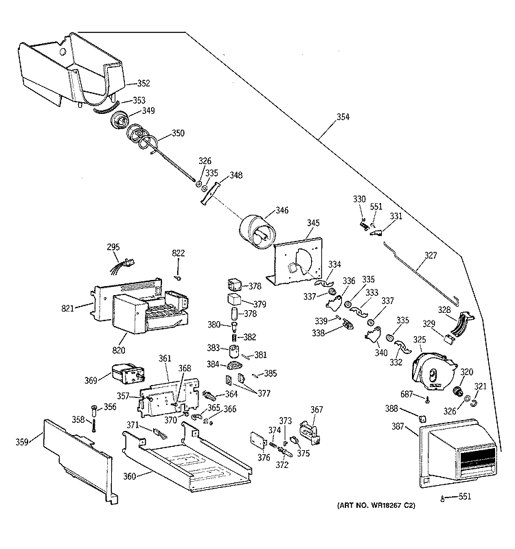 ICE BUCKET Diagram and Parts List for TBX22PRBSRAA  General Electric Refrigerator