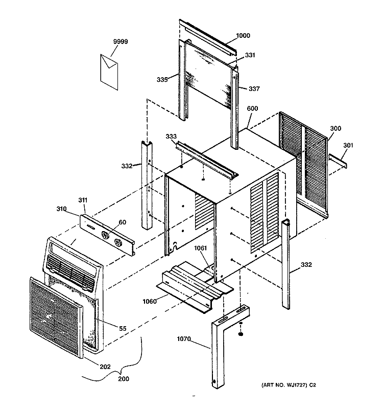 Section Diagram and Parts List for AVX10ACS1  General Electric Air Conditioner