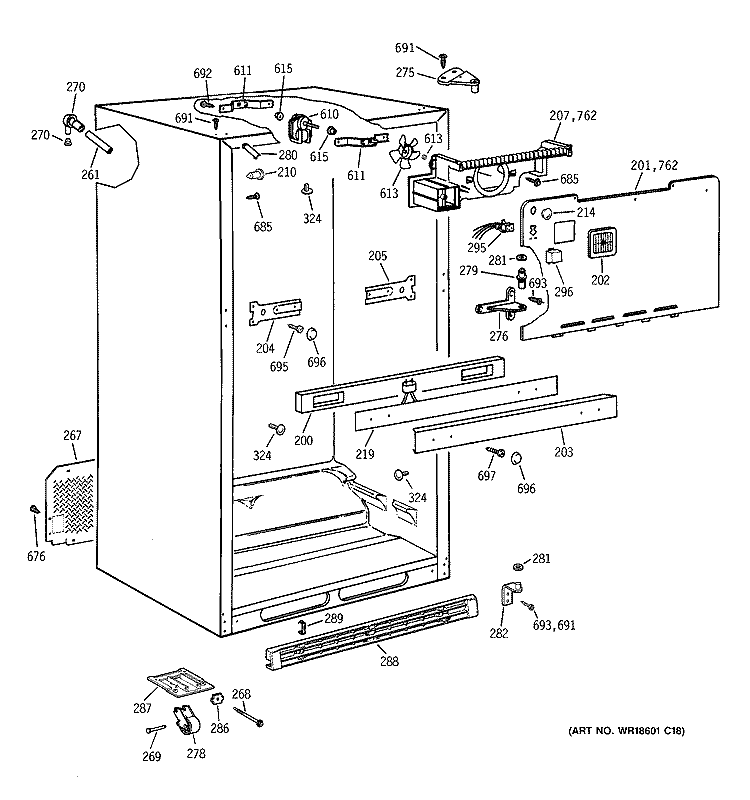 CABINET Diagram and Parts List for CTX21EABRRAA  Hotpoint Refrigerator