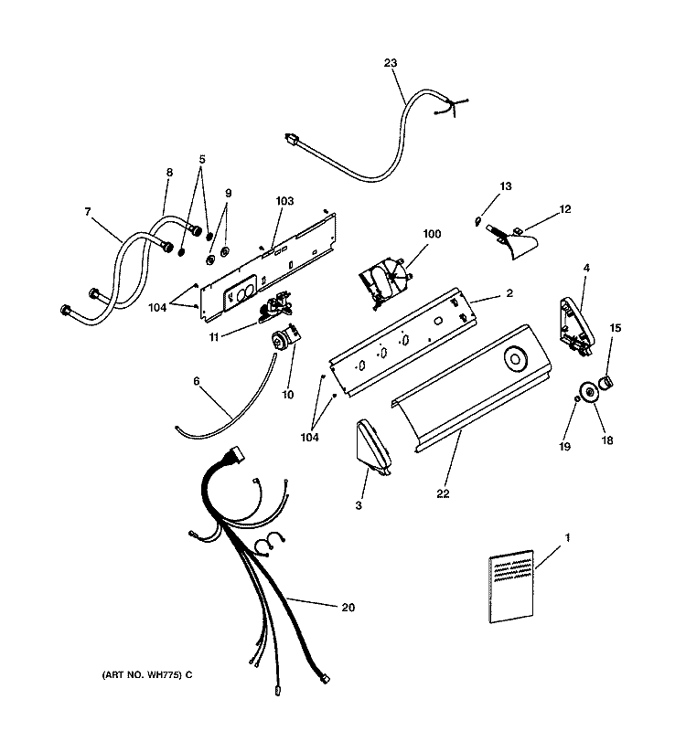 BACKSPLASH Diagram and Parts List for VLLR1020T1WO  Hotpoint Washer