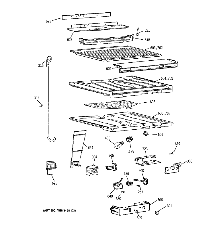 COMPARTMENT SEPARATOR Diagram and Parts List for CTT21GABTRAA  Hotpoint Refrigerator