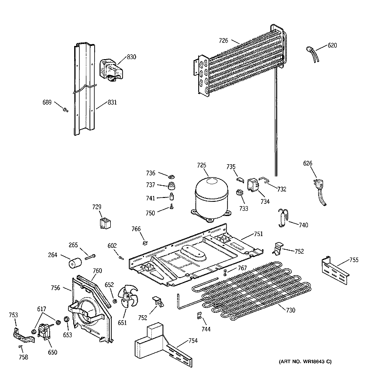 UNIT PARTS Diagram and Parts List for CTI18GIBURWW  Hotpoint Refrigerator