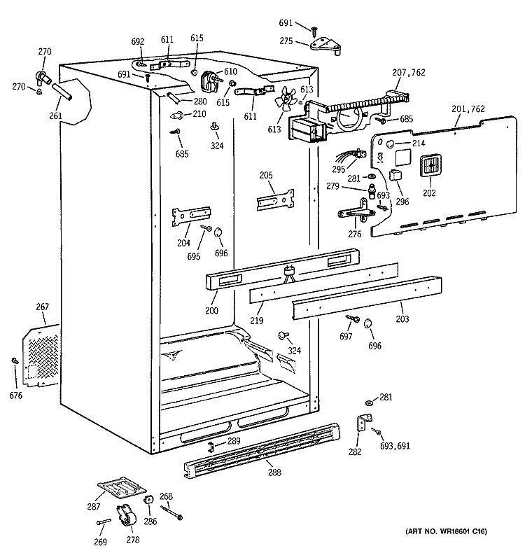 CABINET Diagram and Parts List for MTX21EABRRWW  General Electric Refrigerator