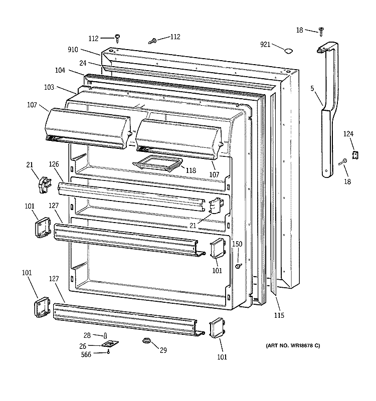FRESH FOOD DOOR Diagram and Parts List for TBX22FICBRWW  General Electric Refrigerator