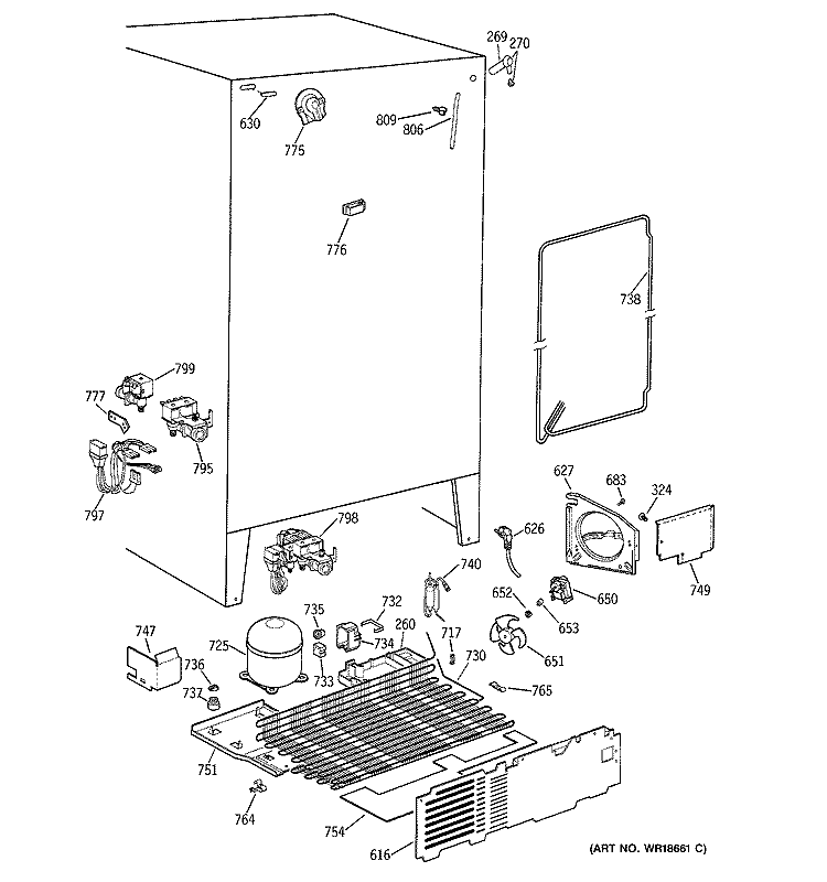 UNIT PARTS Diagram and Parts List for TFX25JPCEWW  General Electric Refrigerator