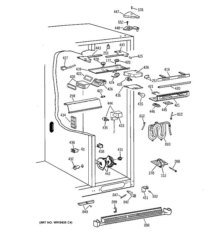 FRESH FOOD SECTION Diagram and Parts List for TFG28PRCCWW  General Electric Refrigerator