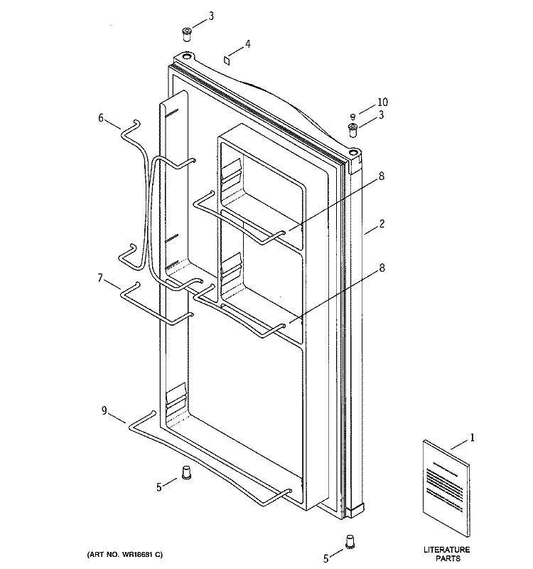 DOOR Diagram and Parts List for TAX4DNYCWH  General Electric Refrigerator