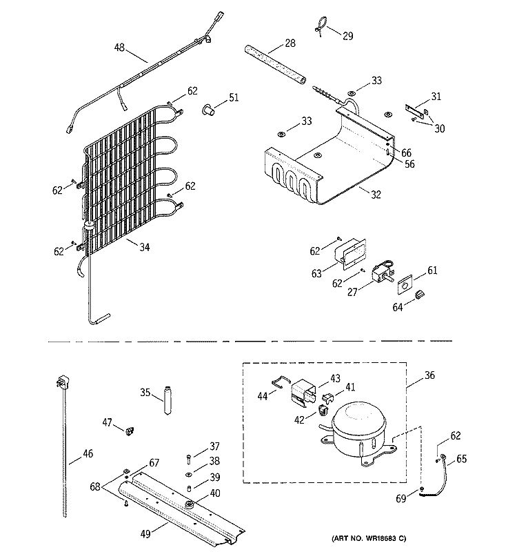 UNIT PARTS Diagram and Parts List for TAX4DNYCWH  General Electric Refrigerator