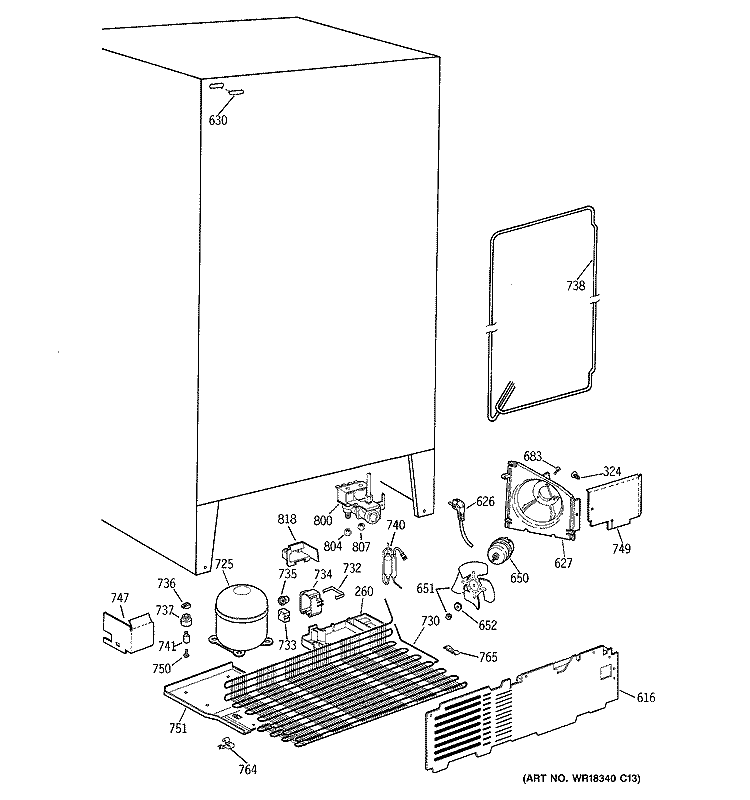 UNIT PARTS Diagram and Parts List for TFM20JRBCAA  General Electric Refrigerator