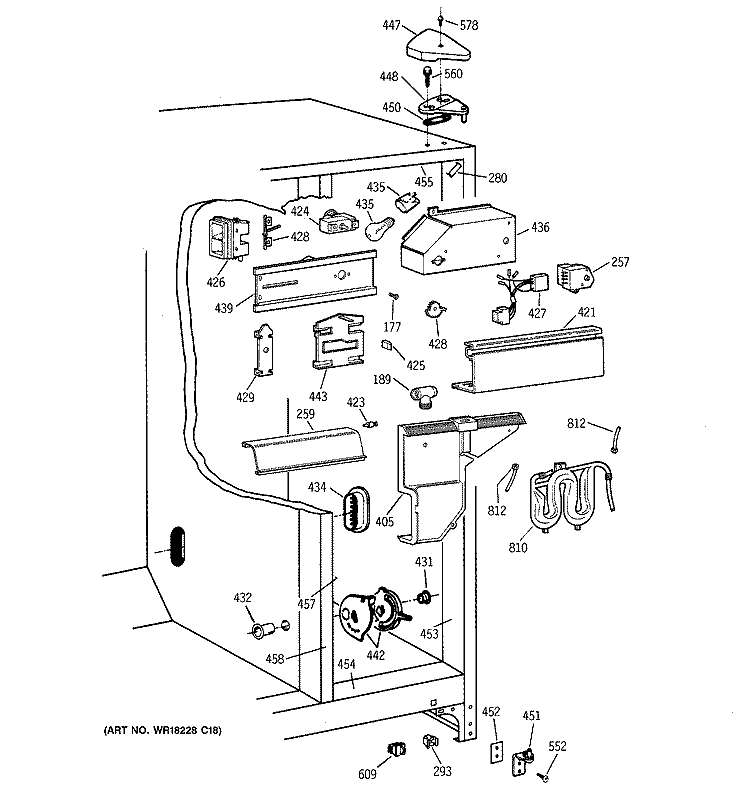 FRESH FOOD SECTION Diagram and Parts List for TFM22PRBCWW  General Electric Refrigerator