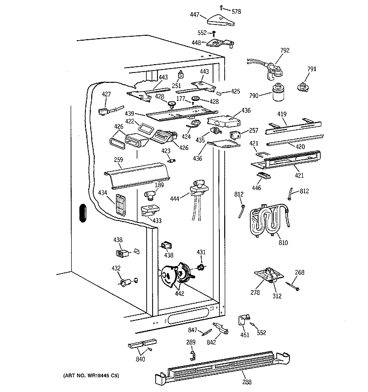 FRESH FOOD SECTION Diagram and Parts List for TFM30PBBBWW  General Electric Refrigerator
