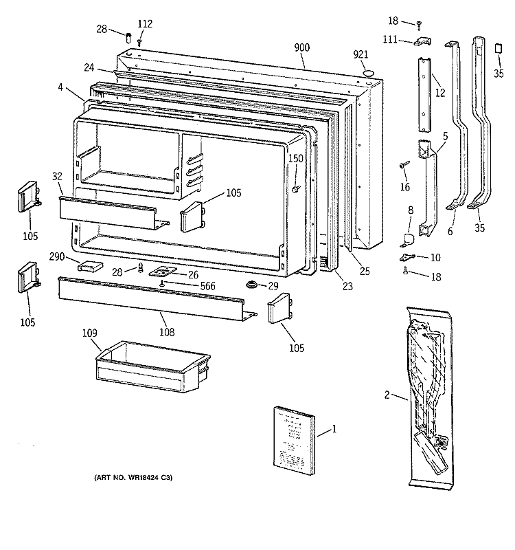 FREEZER DOOR Diagram and Parts List for CTX19MACBRAA  Hotpoint Refrigerator