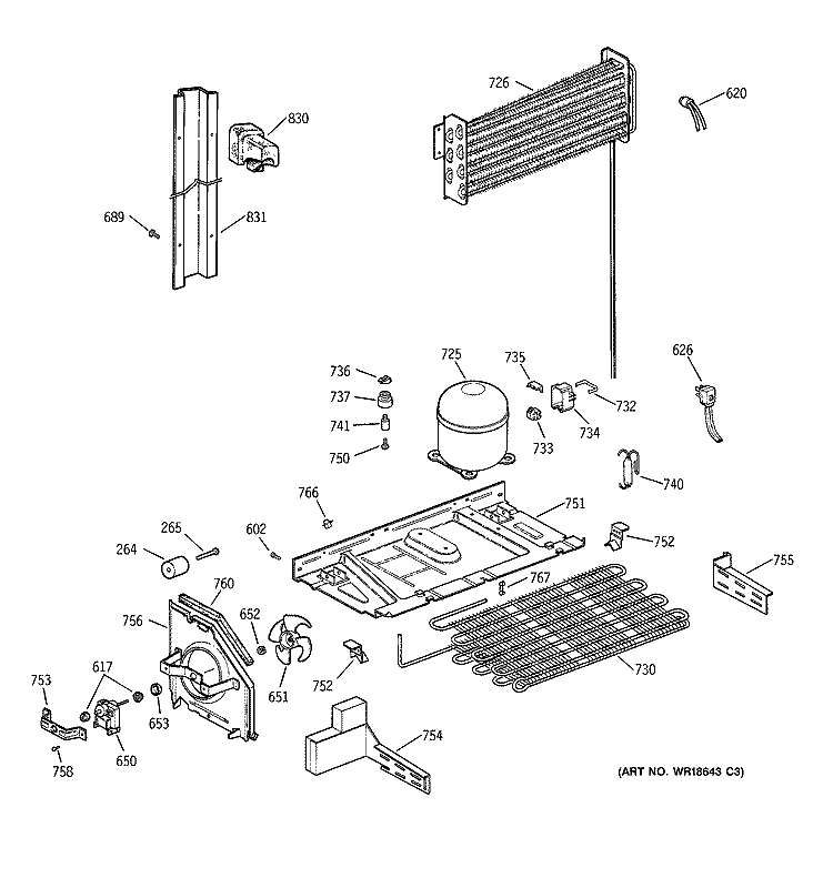 UNIT PARTS Diagram and Parts List for CTX19MACBRAA  Hotpoint Refrigerator