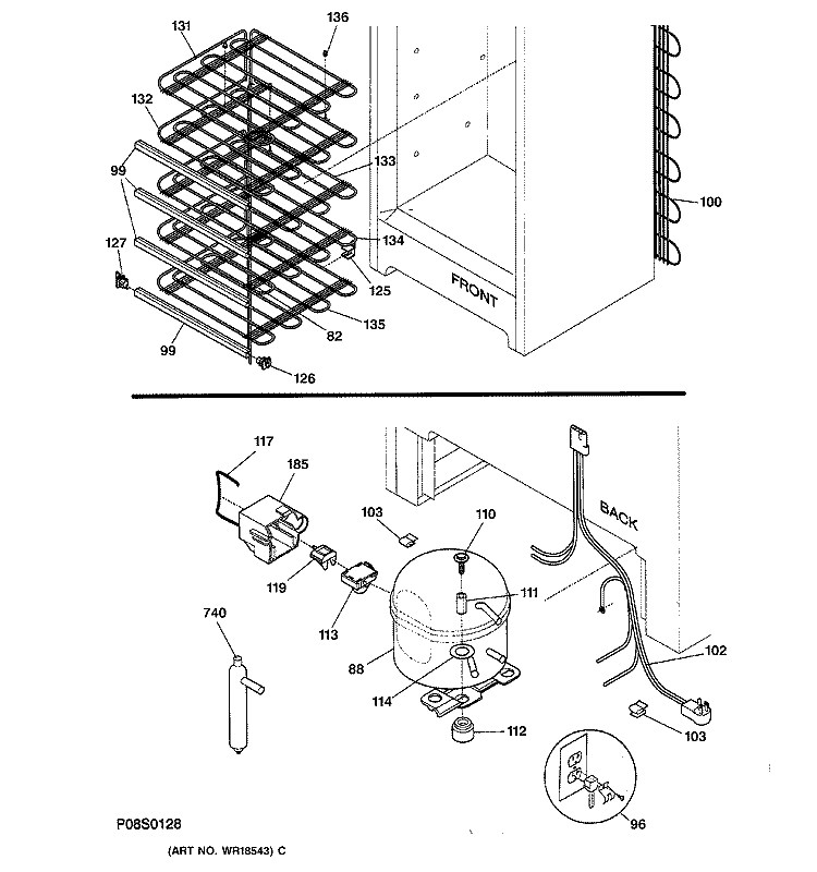 UNIT PARTS Diagram and Parts List for FUM21SAARWH  General Electric Freezer