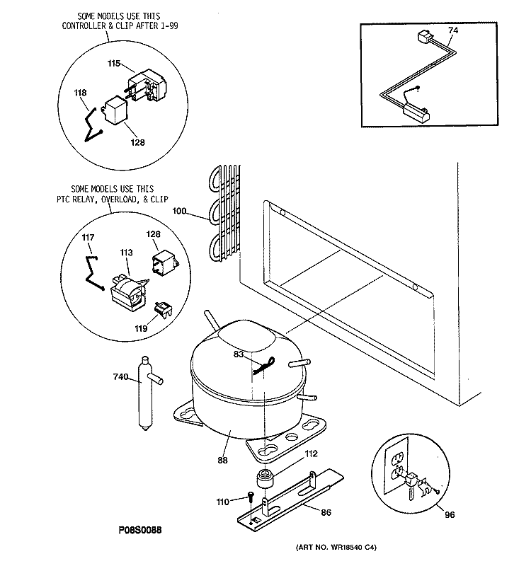 SYSTEM Diagram and Parts List for FCM15SABWH  General Electric Freezer