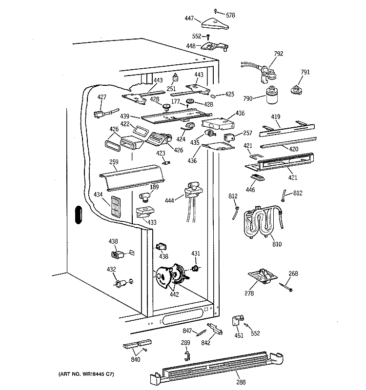 FRESH FOOD SECTION Diagram and Parts List for TPS24BPCABS  General Electric Refrigerator