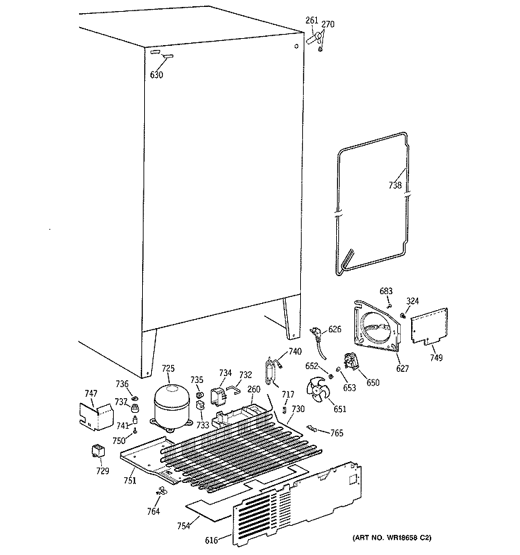 UNIT PARTS Diagram and Parts List for TFX20JABEAA  General Electric Refrigerator