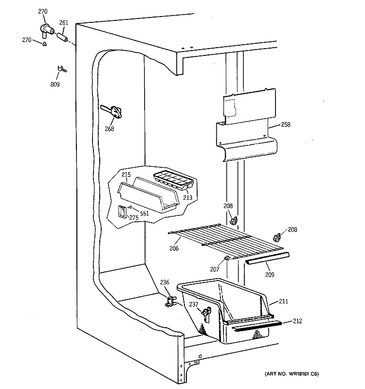 FREEZER SECTION Diagram and Parts List for TFX20SABEWW  General Electric Refrigerator