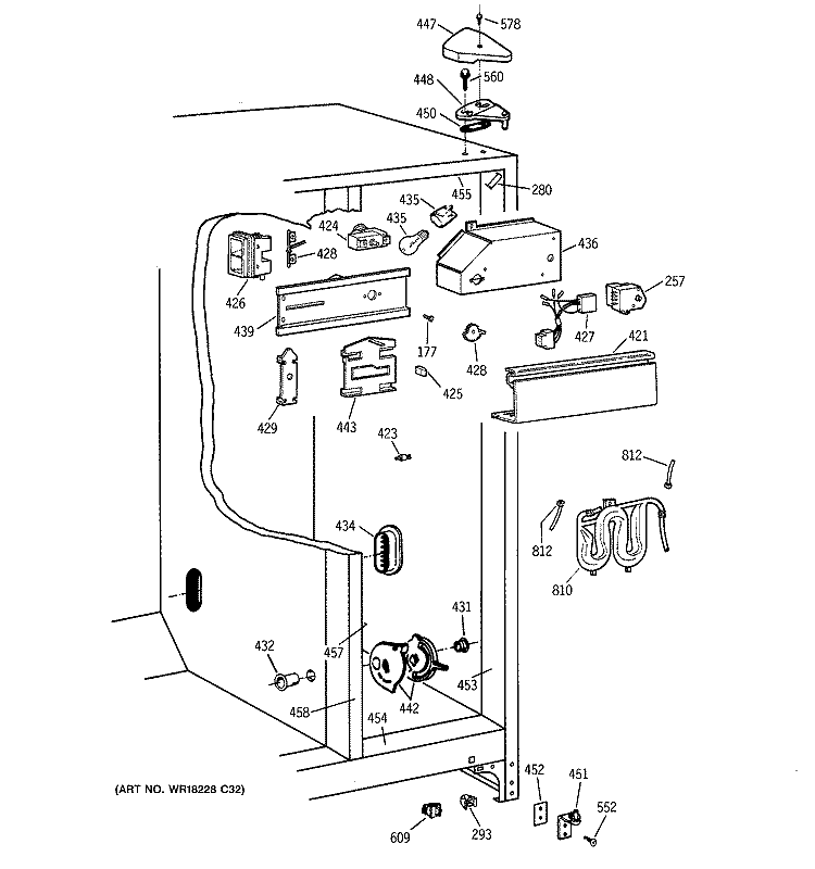 FRESH FOOD SECTION Diagram and Parts List for TFX22ARBEWW  General Electric Refrigerator