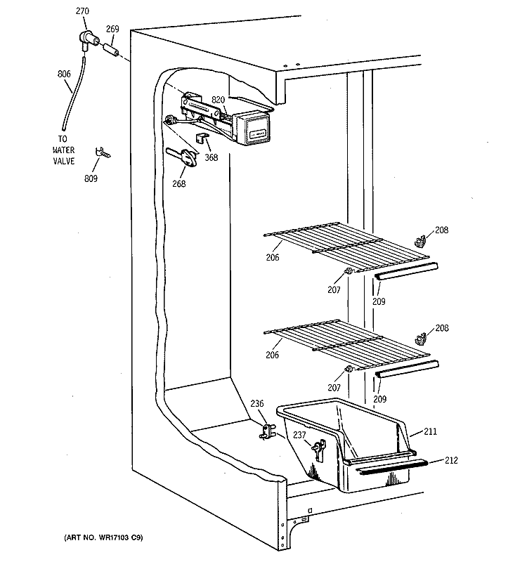 FREEZER SECTION Diagram and Parts List for TFX22GRBEWW  General Electric Refrigerator