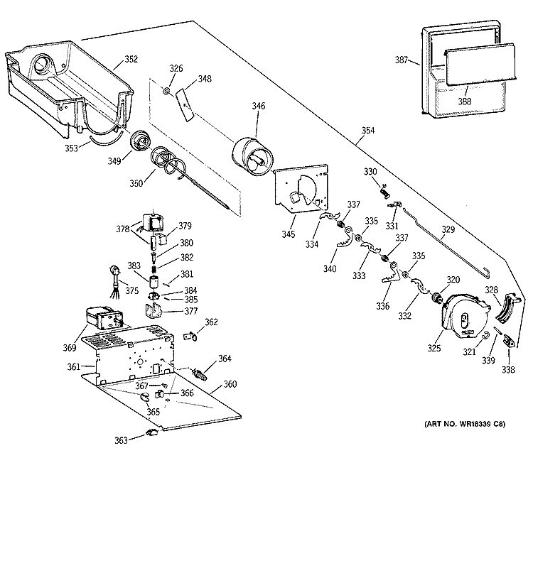 ICE BUCKET Diagram and Parts List for TFX22GRBEWW  General Electric Refrigerator