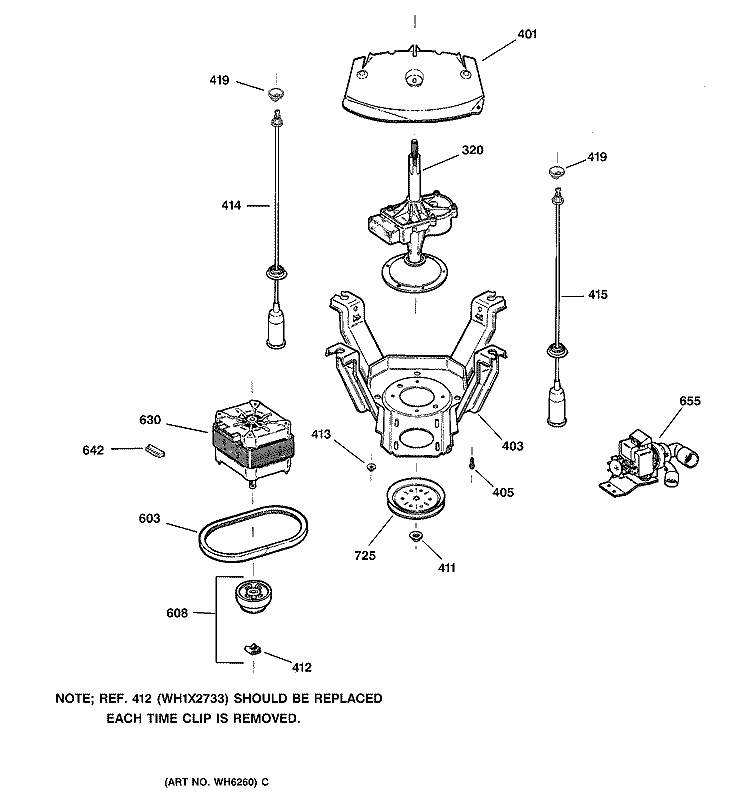 SUSPENSION, PUMP & DRIVE COMPONENTS Diagram and Parts List for WWSR3090TBAA  General Electric Washer