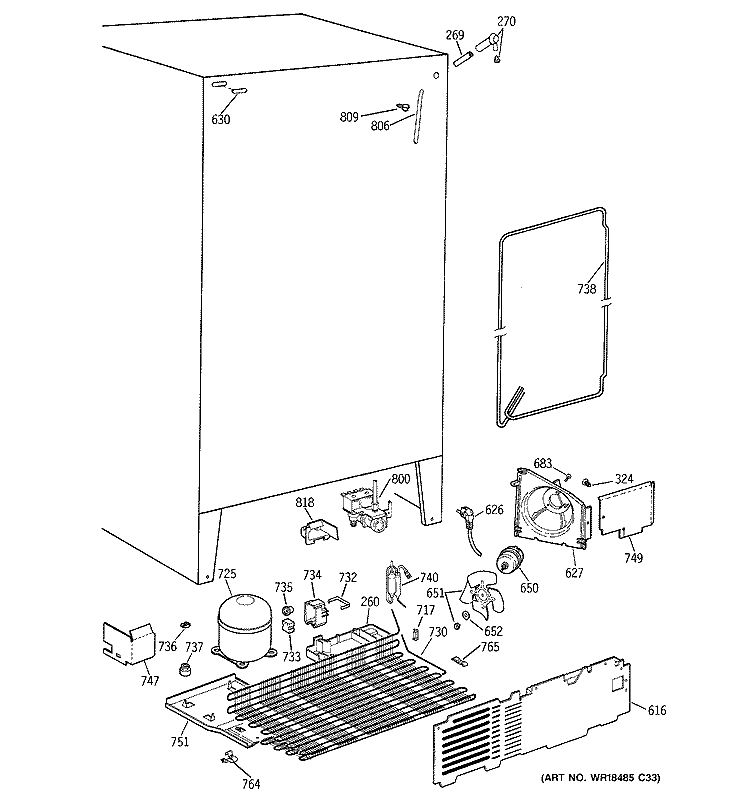 UNIT PARTS Diagram and Parts List for CSM25MRCBWW  Hotpoint Refrigerator