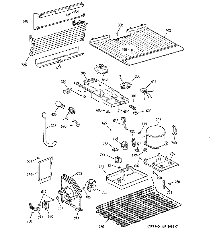 UNIT PARTS Diagram and Parts List for CTT14CYBRRWW  Hotpoint Refrigerator