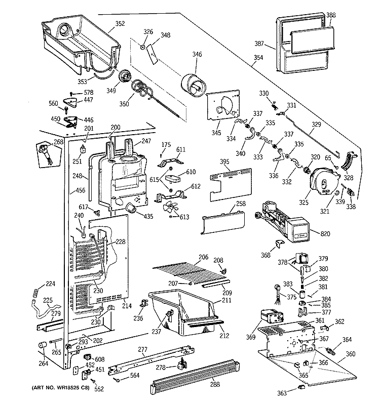 FREEZER SECTION Diagram and Parts List for CSX25GPCCWW  Hotpoint Refrigerator
