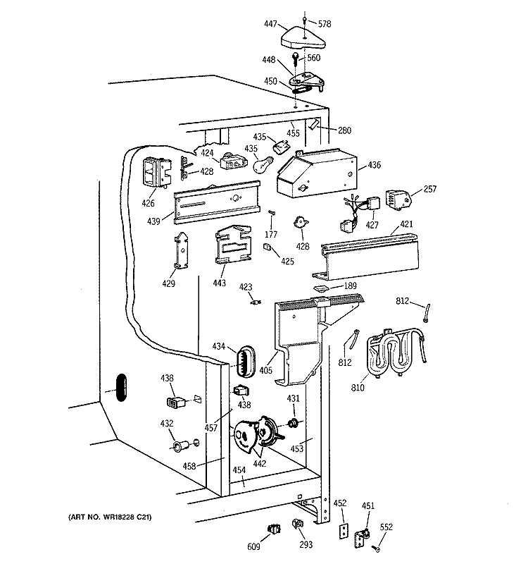 FRESH FOOD SECTION Diagram and Parts List for TFX25KRCBWW  General Electric Refrigerator
