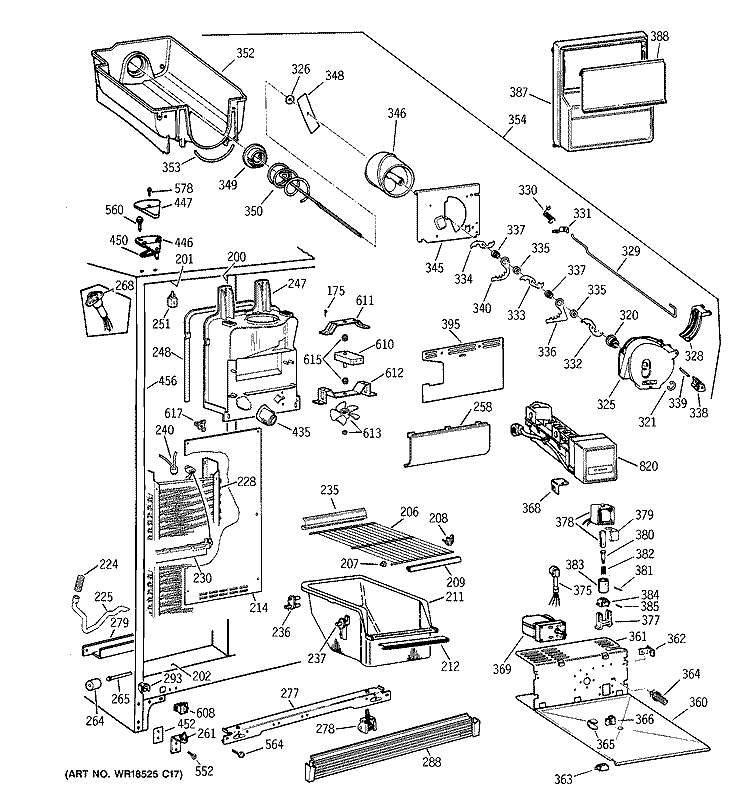 FREEZER SECTION Diagram and Parts List for TFX27ZPBEAA  General Electric Refrigerator