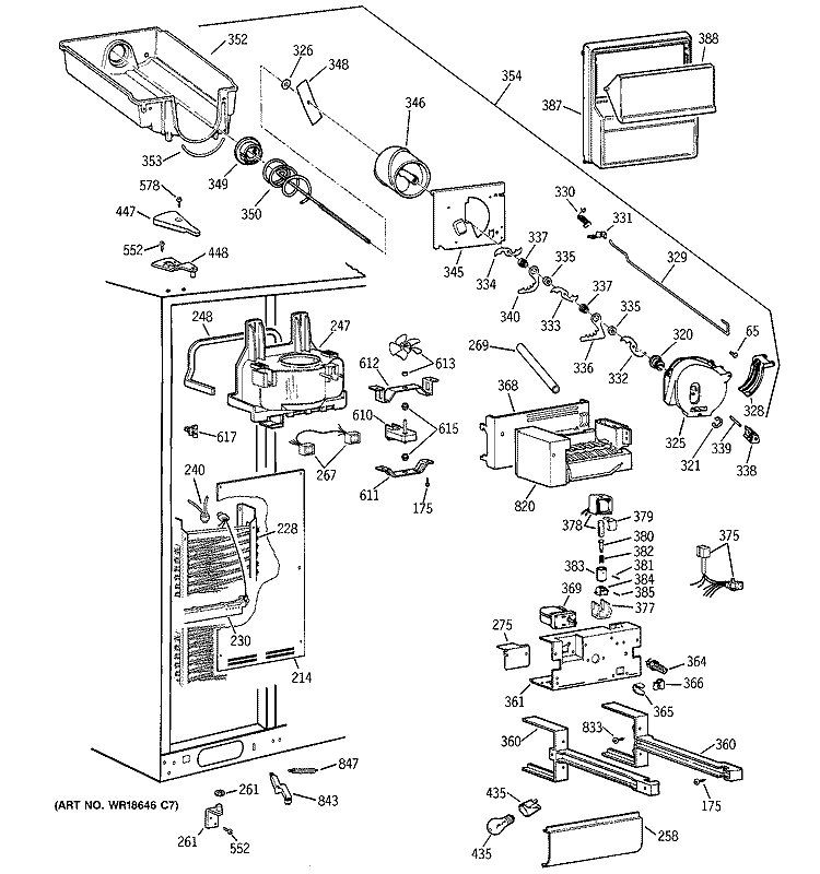 FREEZER SECTION Diagram and Parts List for TFX28PBBEBB  General Electric Refrigerator