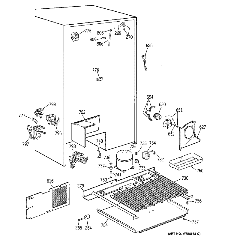 UNIT PARTS Diagram and Parts List for TFX28PPCEWW  General Electric Refrigerator