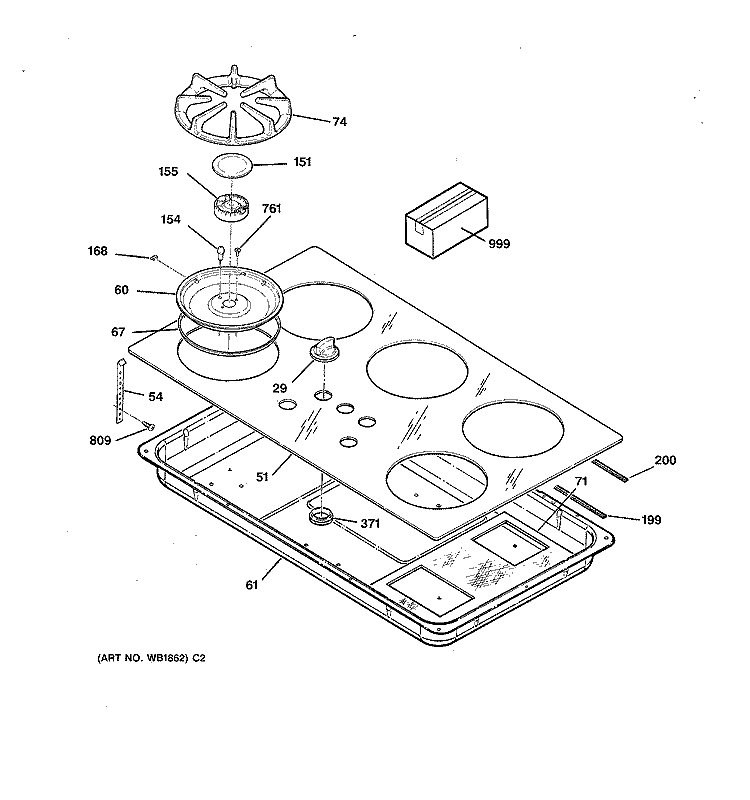 COOKTOP Diagram and Parts List for JGP636AEV2AA  General Electric Cooktop