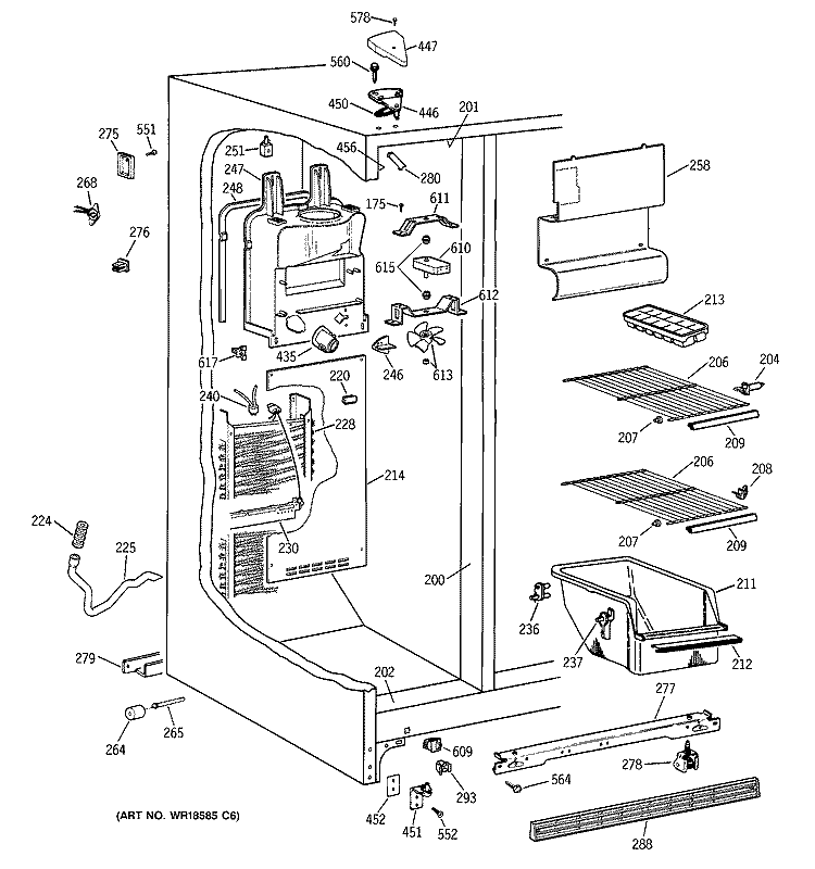 FREEZER SECTION Diagram and Parts List for CSX20BABEWH  Hotpoint Refrigerator