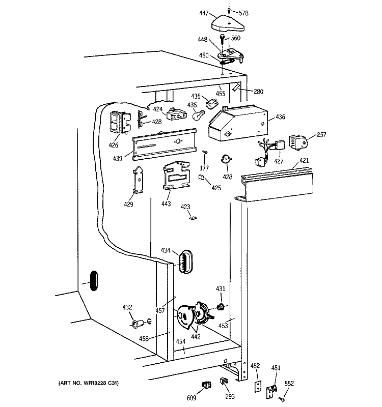 FRESH FOOD SECTION Diagram and Parts List for CSX20BABEWH  Hotpoint Refrigerator