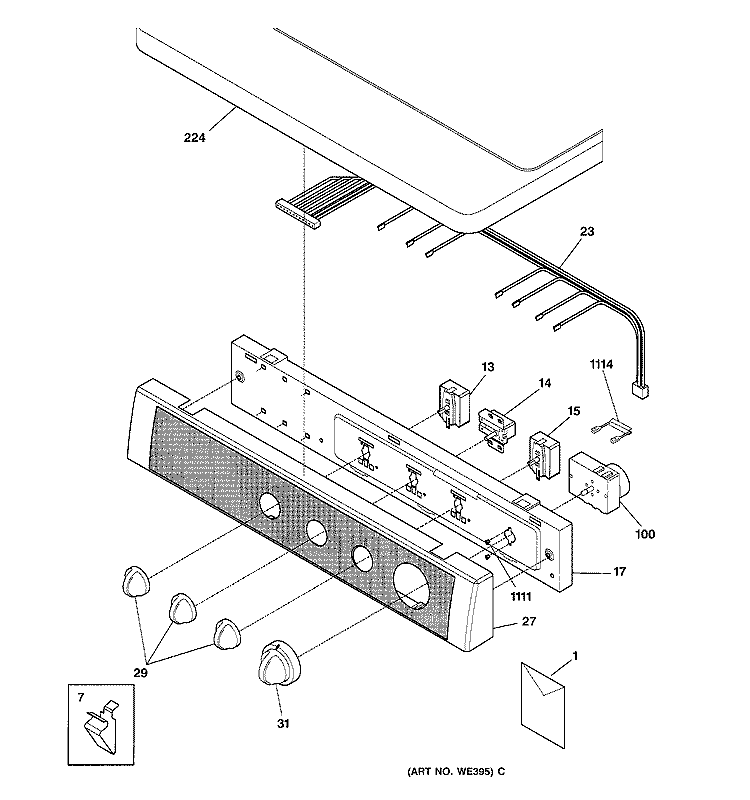 CONTROL PANEL Diagram and Parts List for DSXH43EV0WW  General Electric Dryer