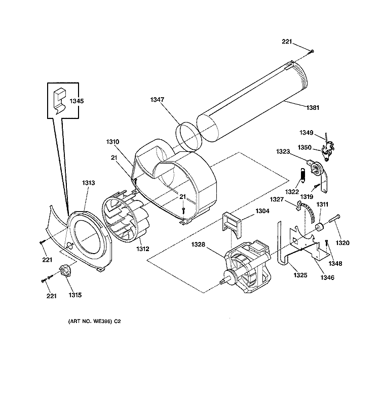 MOTOR Diagram and Parts List for DSXH43EV0WW  General Electric Dryer
