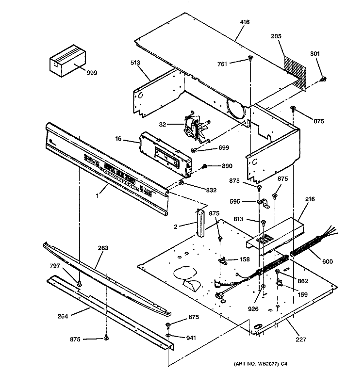 CONTROL PANEL Diagram and Parts List for ZET737WA1WW  General Electric Wall Oven